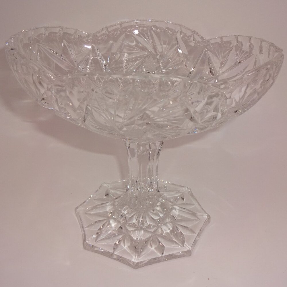 Vintage Nizbor A. Ruckl & Sons Clear Glass Czech Crystal Oval Footed Bowl Dish